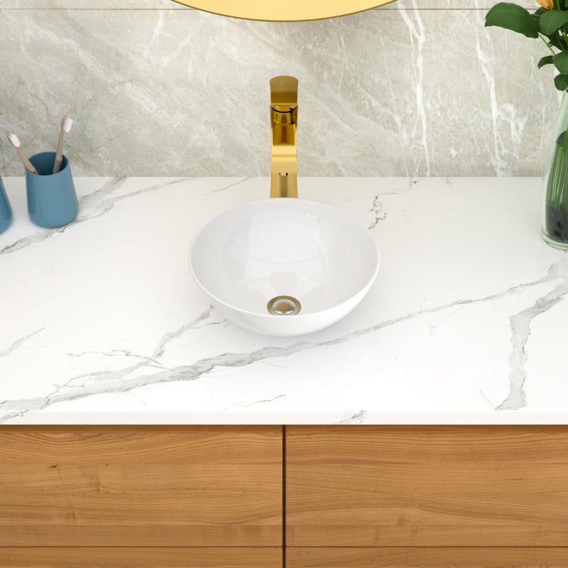 Lordear 13x13 Small Round Bathroom Vessel Sink Modern White Above Counter White Porcelain Ceramic Vessel Sink Art Basin Vanity Bowl Sinks - Image 3